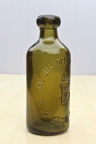 VINTAGE 1900s BISHOPS STORTFORD MINERAL WATER Co AMBER GLASS GINGER BEER BOTTLE 2
