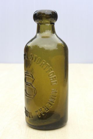 VINTAGE 1900s BISHOPS STORTFORD MINERAL WATER Co AMBER GLASS GINGER BEER BOTTLE 3