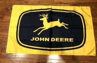 John Deere Heavy Equipment Flag Cloth Sign - Black & Yellow - 3 Ft X 5 Ft