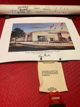 Signed President George H.  W.  Bush Presidential Library And Museum 100 Authentic