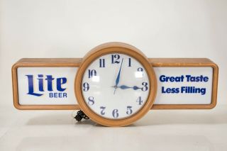 Vintage 1987 Miller Lite Beer Clock Light Sign Display Perfectly