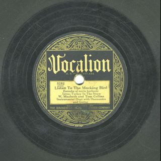 Rare 78 Rpm Record W.  Macbeth And Tom Collins,  Listen To The Mocking Bird