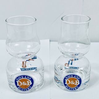 D&b Dave And Busters Hourglass Shaped Over Under Shot Glass Set Of 2