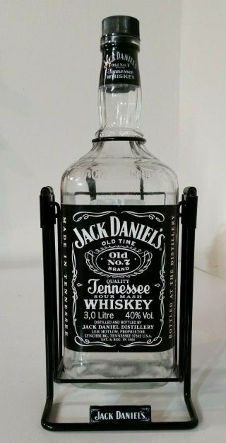 Jack Daniels 3 Liter Bottle With Swing Cradle Empty Old No 7 Vintage Bottle