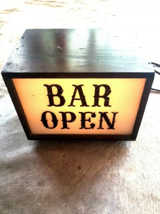 Vintage Light Up Bar Open Counter Top Electric Plug In Bar Sign Retro