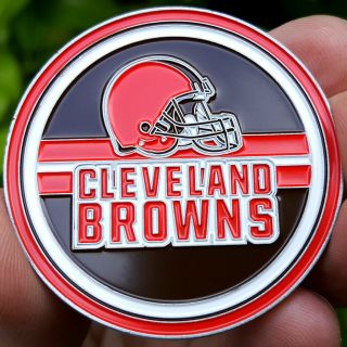 Premium Nfl Cleveland Browns Poker Card Guard Chip Protector Golf Marker Coin
