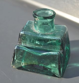19th Cen Imperial Russia Scarce Type Rough Glass Ink Bottle Interesting Shape