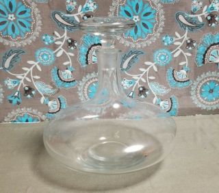 Vintage Round Bottom Genie Bottle Style Clear Glass Decanter - Mcm Barware