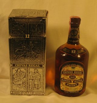 Vintage Chivas Regal Bottle Of Whisky 1 Quart Label 1960s