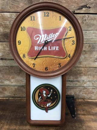 Vintage Miller High Life Beer Light Up Clock Sign Advertisement