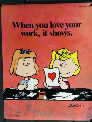 Peanuts Snoopy Rare Peanuts Poster When You Love.  17x22 Sally