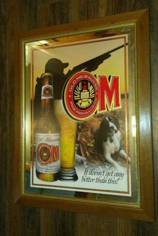Rare Old Milwaukee Beer Hunting Dog Framed Mirror Sign Great Color 2005 28x22