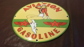 Vintage Flying A Gasoline Porcelain Pinup Girl Service Station Pump Plate Sign