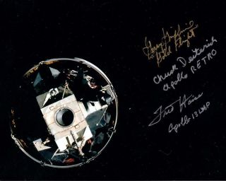 Apollo 13 Damage Photo Signed By Fred Haise Gerry Griffin Chuck Deiterich Retro