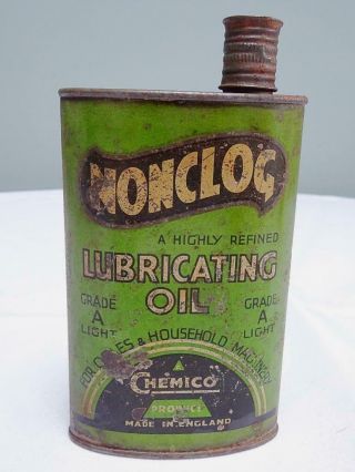 Vintage Advertising Oil Can Nonclog Bicycle Cycle Lubricating Oil Tin 1930s