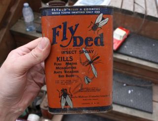 Vintage Advertising Fly Ded Insect Spray 32 Oz Can Full Oil Tin Advertising