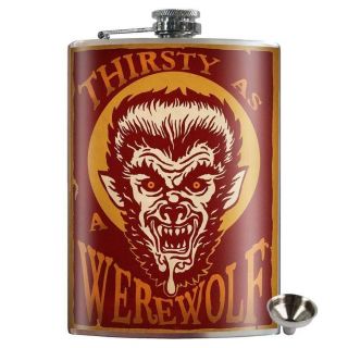 Werewolf Stainless Steel Hip Flask Horror Gift Retro Novelty Bar Drink Alcohol