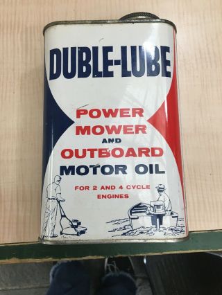 Vintage Duble - Lube Outboard Motor Oil Can Great Graphics Rare Flat Quart