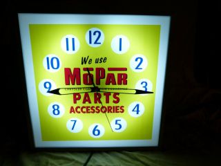 Mopar Parts & Accessories Lighted dealership advertising clock sign pam clock 6