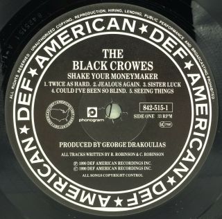 THE BLACK CROWES ' Shake Your Money Maker ' 1990 UK vinyl LP w/innersleeve 2