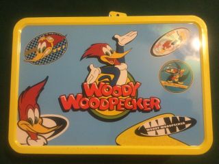 Extra - Large 1999 Frankford Woody Woodpecker Metal Tin Lunch Box Yellow