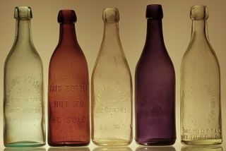 Handblown 1800s Color Soda Champagne Beer Bottles Philadelphia Glass Nyc Ct