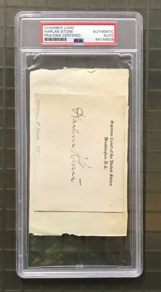 Us Chief Justice Harlan F.  Stone Signed Supreme Court Chamber Card Psa/dna Auto