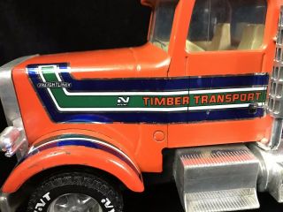Vintage NYLINT SEMI TRUCK CAB TRACTOR TRAILER HAULER LOG TREE TIMBER TRANSPORT 4