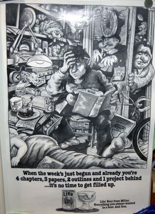 Vintage 1976 Miller Lite Beer Poster 57 - 9139 18 " X 26.  5 " College Dorm Theme
