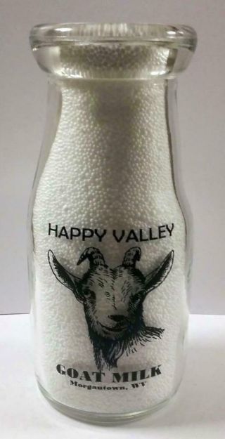 Goat Milk " Happy Valley " 1/2 Pint Glass Bottle Morgantown,  Wv