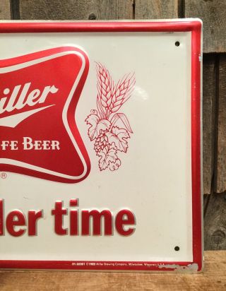 Vintage Miller High Life It ' s Miller Time Embossed Sign Beer Advertising Bar 3