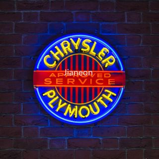 Rare 24 " X24 " Chrysler Plymouth Approved Service Dealer Real Neon Sign Beer Light