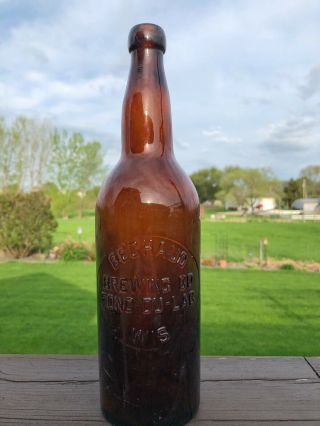 Scarce Early Bechaud Brewing Co.  Fond Du Lac Wi Quart Amber Beer Bottle Blob