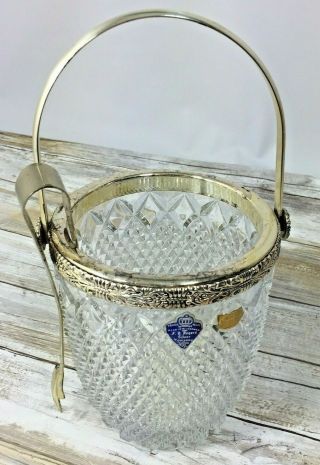 Vintage Lead Crystal Ice Bucket Made In Germany F.  B.  Rogers Silver