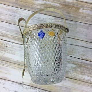 Vintage Lead Crystal Ice Bucket Made in Germany F.  B.  Rogers Silver 2