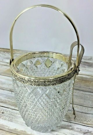 Vintage Lead Crystal Ice Bucket Made in Germany F.  B.  Rogers Silver 4