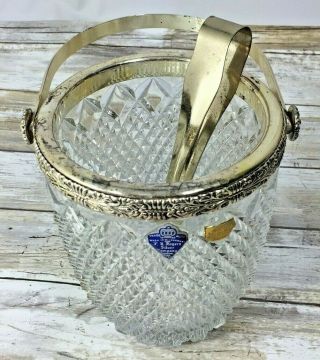 Vintage Lead Crystal Ice Bucket Made in Germany F.  B.  Rogers Silver 6