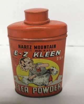 Vintage 1920s Advertising Tin E - Z Kleen Dog Bath Shampoo Flea Powder Hartz Puppy