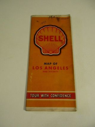 Vintage 1940 Shell Los Angeles California Gas Service Station Road Map - Box A50