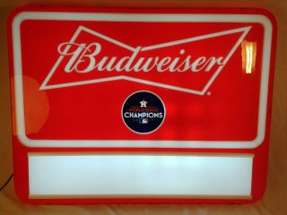 Budweiser Houston Astros 2017 World Series Led Light Up Bar Sign Man Cave Pub