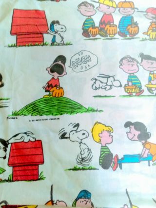 1971 Rare Vintage Charlie Brown Peanuts Snoopy Twin Bed Fitted Sheet Usa