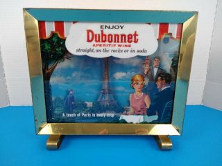 Rare Vintage Dubonnet Wine Ad Sign Light Box Glass Brass Graphics