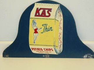 Vintage Kas Thin Potato Chips Header Sign,  Display Advertising Piece,
