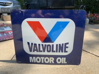 Valvoline Motor Oil Sign Double Sided Painted Metal Gas Garage Can Non Porcelain