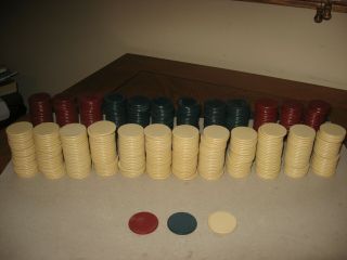 570 Clay Poker Chips Red White Blue Circa 1920s