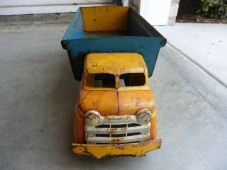 1950s Wyandotte Construction Dump Truck Marked Giant Litho Cab 6 Wheels Complete 3