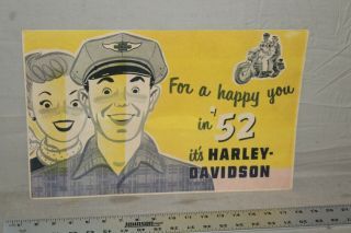 Scarce 1952 Harley Davidson Motorcycle Dealership Display Sign Man Women Bike