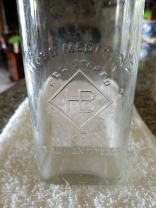 Rare Early 1900 ' s Antique Bottle,  Hobo Medicine,  Beaumont Texas,  Diamond Logo 8 