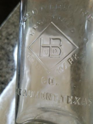 Rare Early 1900 ' s Antique Bottle,  Hobo Medicine,  Beaumont Texas,  Diamond Logo 8 
