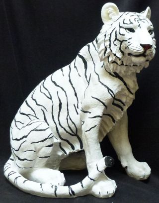 Ishtar Large White Tiger Statue Figurine H20.  25  X L18  X W11